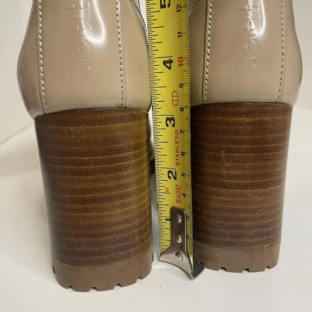 See by Chloé Women's Mallory Block Heel Chelsea Boots Dark Beige Size 37 NWOB
